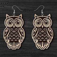 Owl Earrings svg, Owl svg cut file, Owl pendant dxf, Thank you tag svg, Cute owl png, Owl keychain l