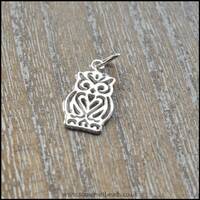 Sterling Silver Open Owl Charm, Owl Pendant, 10mm x 20mm