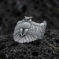 Sterling Silver Owl Ring, Adjustable Bird Jewelry
