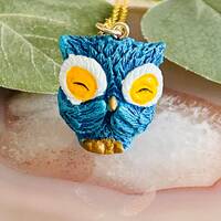 Blue Owl Necklace: Kids Gold Chain Animal Pendant
