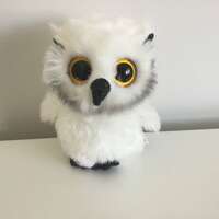 Ty Beanie Boo 'Austin' Owl Plush, White & Grey Furry Owl (6in)