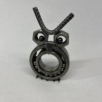 Recycled Metal Owl Sculpture, Reclaimed Steel Art