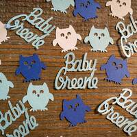 Personalized Blue, White, and Navy Owl Baby Shower Confetti