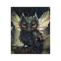 Dark Forest Fantasy Owl Velveteen Minky Blanket Woodlands Owl Super Soft Blanket Magical Cute Owl Co