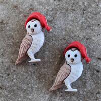 2 Owl with Night Cap Shank Buttons Size 3/4"