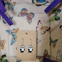 Dangle Drop Earrings - Black and White Owls