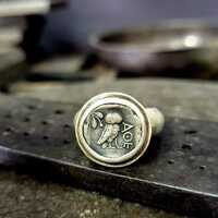 Handmade 925k Sterling Silver Ancient Greek Owl of Athena Ring