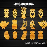 Owl Earring Template SVG Laser Cut File | Leather Wood Earring