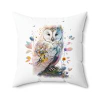 Owl Art Couch Pillow Gift for Bird Lover Owl Pillow for Livingroom or Bedroom Owl Art Gift for Daugh