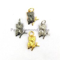 Pave Diamond Owl Charm In 925 Sterling Silver, Owl Charm, Owl Pendant, Pave Diamond Jewelry, Handmad