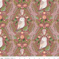 Brown Owl Fabric, Riley Blake Wildwood Wander C12431 Rose, Katherine Lenius, Woodland Floral & O