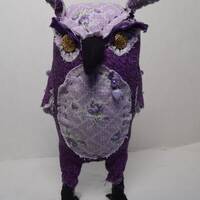 Owl Soft Sculpture " Purple Heart"