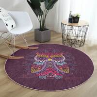 Owl Round Rug, Owl Patterned Area Rug, Anti Slip Circle Carpet, Owl Printed Carpet, Living Room Area