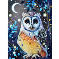 original art on canvas owl art bird forest Decor owl wall art canvas painted owl Bird painting moder