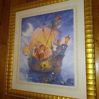 SCOTT GUSTAFSON "Owl and the Pussycat" Signed & Numbered 19x22" 1997 Limited Edit