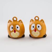 Owl Bell with Clapper, Light Brown/Tan, Metal, 17x17mm, 2 Count