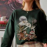 Whimsigoth Owl Sweatshirt Fairy Grunge Moth Sweatshirt Mushroom Hoodie Gothic Clothes Witchy Hoodie 