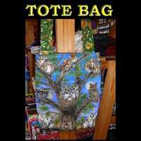 Owl Bag/owl families in a tree/Tote/Quilted Bag/Purse/green leaf foliage back/inside pocket brown vi