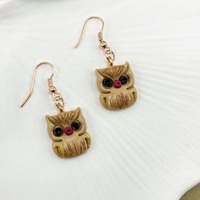 Owl Clay Earrings, Animal Clay Earrings, Dangle Clay Earrings, Handmade Handpainted Earrings, Pretty