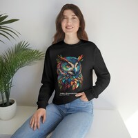 Colorful Owl Sweatshirt with Thoreau Quote Gift for Owl Lover Gift for Birder Gift Shirt Nature Love