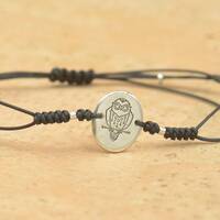 Sterling silver Celestial owl bracelet. Wax seal jewelry.Mens bracelet.Owl Mystery adjustable.Moon P