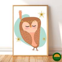 Owl Printable Boho Nursery Artwork Girls 1920s Flapper Art Tween Girl Gift Soft Girl Room Decor Past