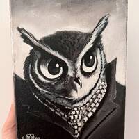 Regency Great Horned Owl portrait on 6”x8”x1.5” canvas. 2009
