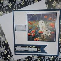 Handmade barn owl birthday card