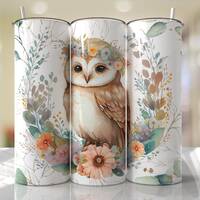 Owl Tumbler Wrap Floral Seamless Designs - Skinny Tumbler 20oz Design - PNG 2023