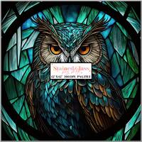 Owl Stained Glass Sublimation Designs, Stained Glass Pattern, Stained Glass PNG, Faux Stained Glass,