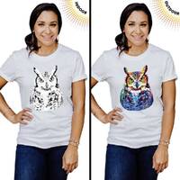 Color Changing T-shirt, Great Horned Owl Solar Tee, Sunlight Activated Shirt, Colors Appear In The S