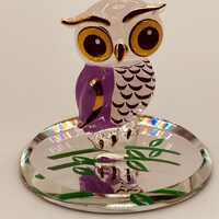 Snowy Owl Figurine | Handcrafted Glass Winter Wildlife Collectible Home Decor