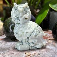 Tree Agate Carved Owl  / Crystal Carved Owl - Hand Carved / Crystal Healing - Meditation / Yoga - Ow