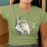 Mystical Owl T-Shirt: Crescent Moon, Cottagecore Forest Vibes