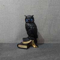 Handmade Alabaster Owl Statue &ndash; Symbol of Wisdom, Greek Decor (17cm)