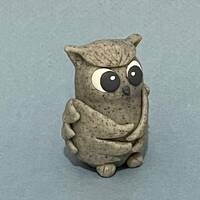 Stone Owl, Polymer Clay Figurine, Polymer Clay Owl, Owl Figurine, Handmade Clay Figurine, Whimsical 