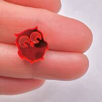 Adorable Owl Stud Earrings - Red Mirror Earrings with Hypoallergenic Backs