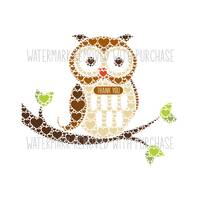 INSTANT Digital Download - Thank You OWL - svg pdf png jpg - great gift - wall art - card - graphic 