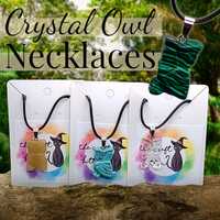 Crystal Owl Necklace: Whimsical Pendant on Adjustable Black Cord