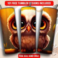 Owl Tumbler Wrap PNG, Owl 20 oz Skinny Tumbler Sublimation Design, Instant Download (+101 free Desig
