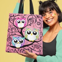 Owl Lovers Tote Bag, Owls Shopping Bag, Cute Owl Travel Bag, Owl Tote Bag, Owl Beach Bag, Owl Tote B