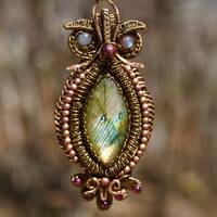 Owl Labradorite Necklace | Wire Wrapped Labradorite Owl Necklace