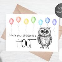 Printable Happy Birthday Card, Last Minute Card, Simple Birthday Card, Printable Cute Birthday Card,