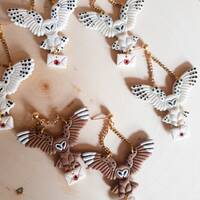 Owl Mail Polymer Clay Dangle Earrings | Wizard Inspired