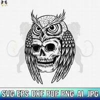 Owl With Skull Svg, Owl Svg, Owl Flower Svg, Owl Head Svg, Owl Clipart, Owl Cricut, Owl Cut file, Ow