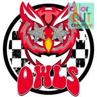 Owls preppy mascot png | digital download | red black white