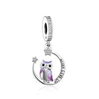 Owl Never Give Up Charm ,925 Sterling Silver,Inspiration Jewelry Gift, Owl Lover Jewelry Gift, Owl W