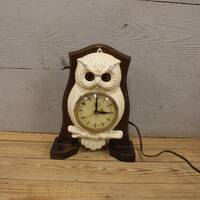 Vintage Metal Owl Clock for Repair or Parts