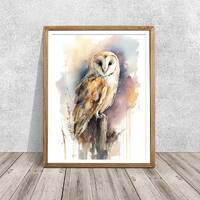 Barn Owl Watercolor Art Print: Signed Bird Wall Decor