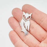 4 pcs Stainless Steel Owl Charms, Owl Earring, Stainless Owl Pendant,Jewelry Supplies , Steel Findin